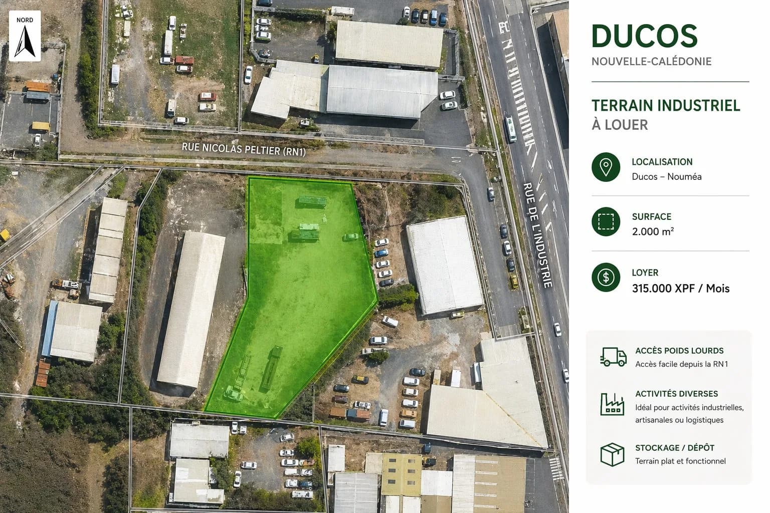 Terrain de 2 000 M2 - Ducos